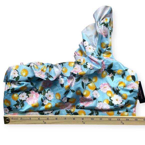 Victoria's Secret Swim Bikini Top XL One Shoulder Ruffle Blue Lemon Feminine - Picture 8 of 10